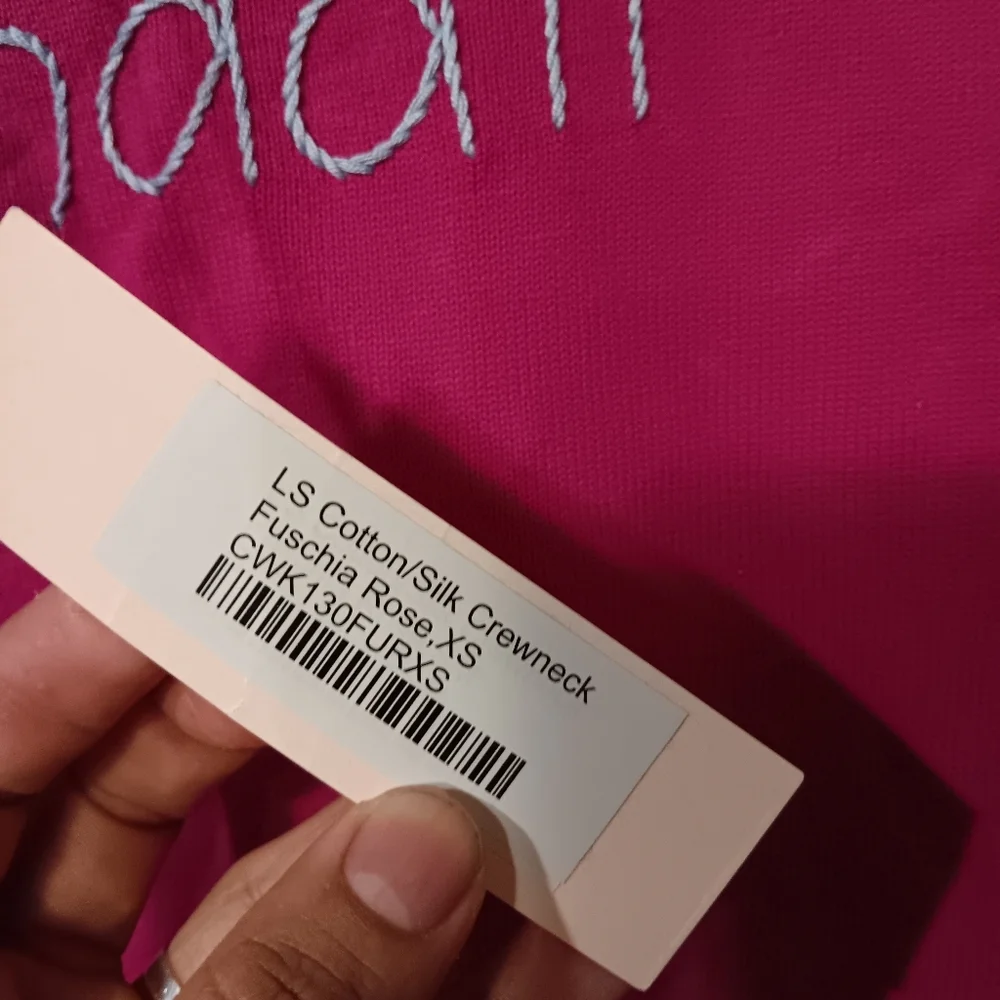 Lingua Franca  Bright Pink 'Kendall' Embroidered Crewneck Sz Xs - Picture 4 of 5